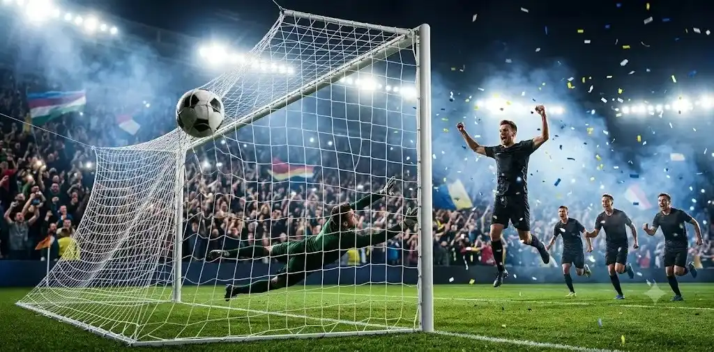 Football Player Celebrating Iconic Goal