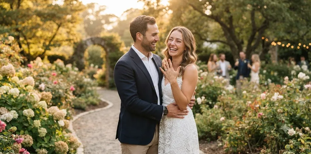 Couple Celebrating Engagement Moment