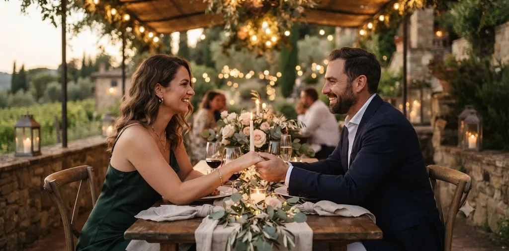 Couple Celebrating Anniversary Dinner
