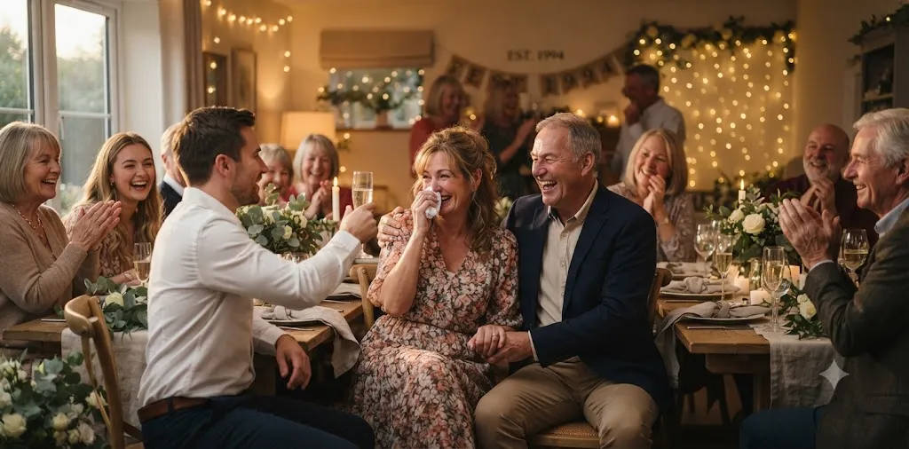 Family Sharing Anniversary Celebration Moment