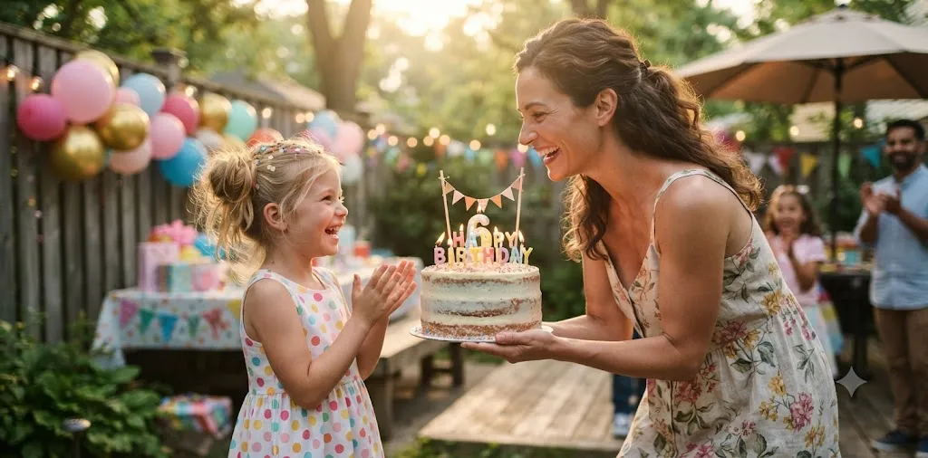 Mother Surprising Daughter With Birthday Cake