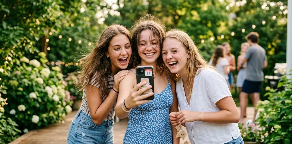 Friends Sharing A Cute July Celebration Moment