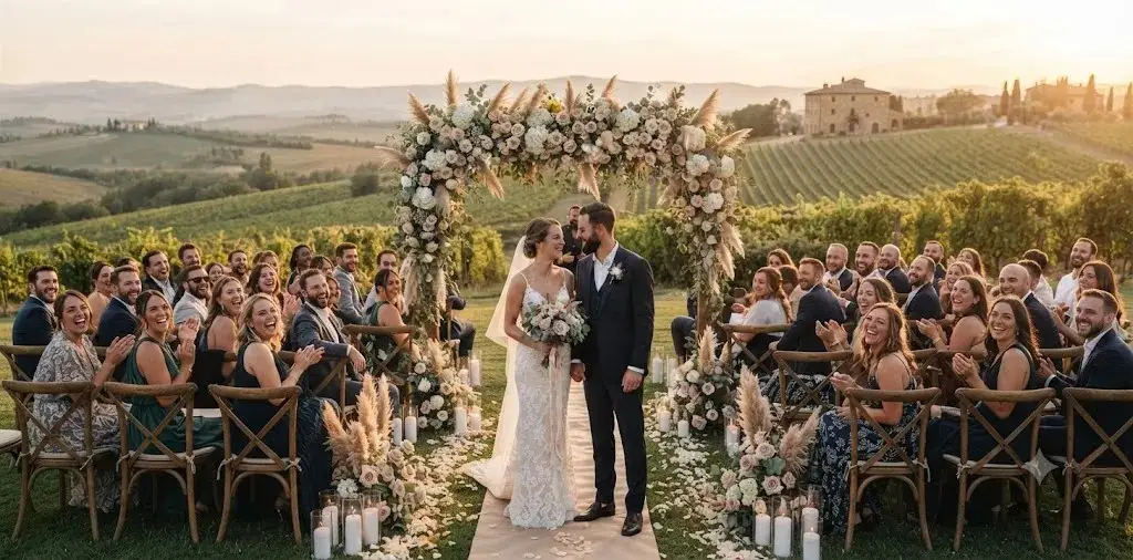 Bride And Groom Sharing An Elegant Wedding Moment