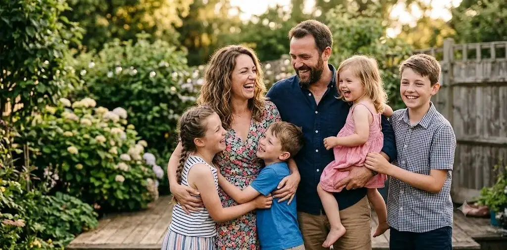 Family Enjoying A Summer Memory Together