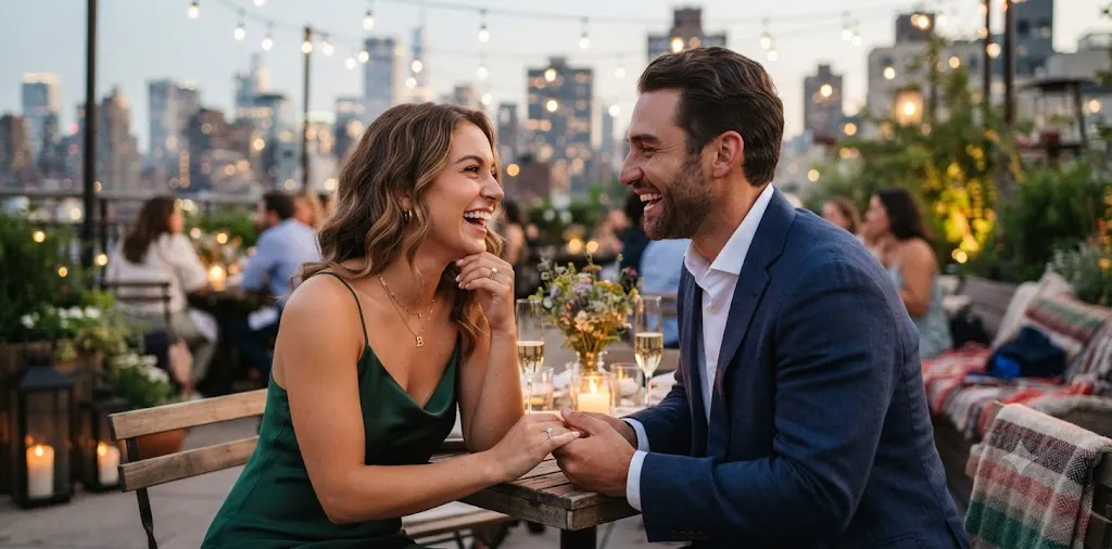 Engaged Couple Celebrating Together