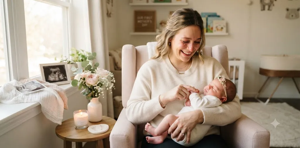 New Mother Holding Baby Lovingly