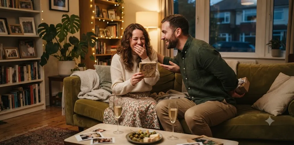 Couple Laughing During Anniversary Celebration