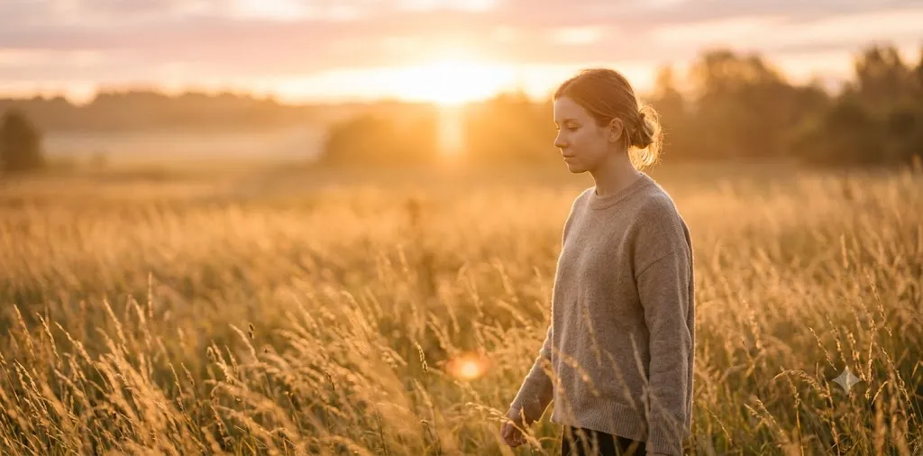 Couple Walking in Golden Sunrise Light
