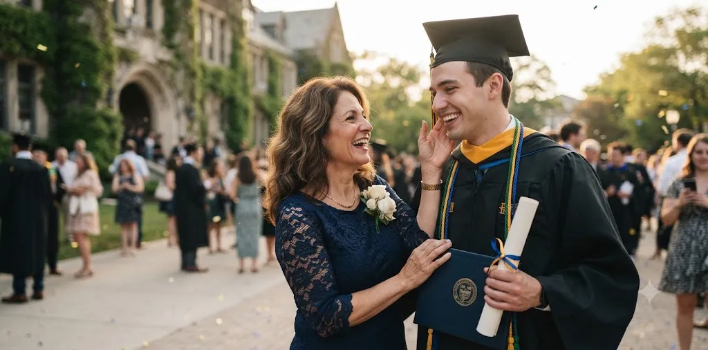 Mother Celebrating Son’s Graduation Achievement