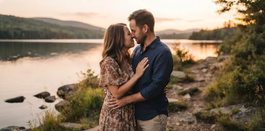 Couple Embracing After Engagement Proposal