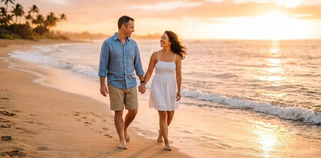 Couple Holding Hands During Summer Sunset