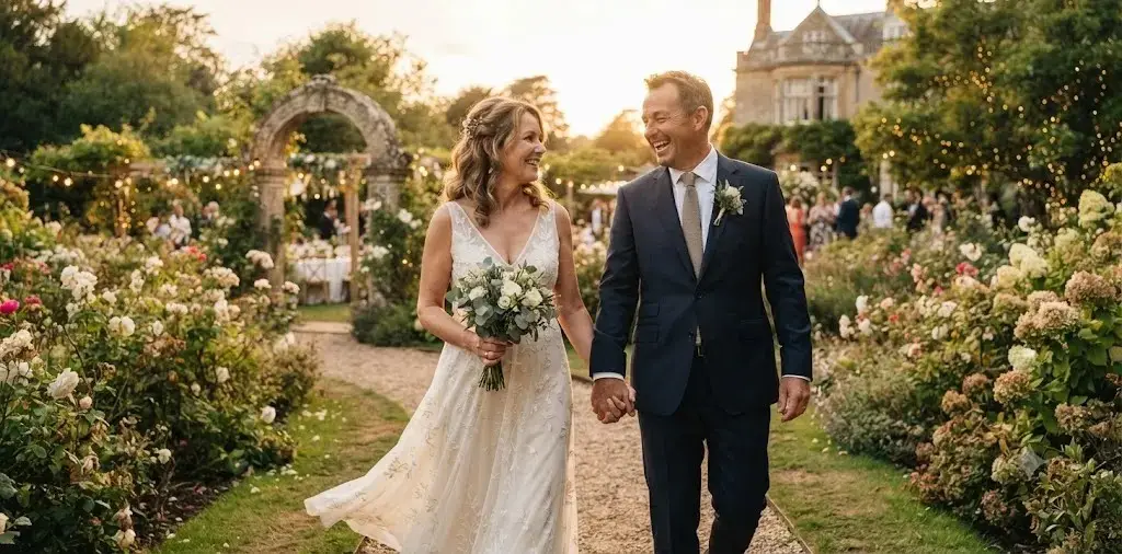 Couple Celebrating Wedding Anniversary Outdoors