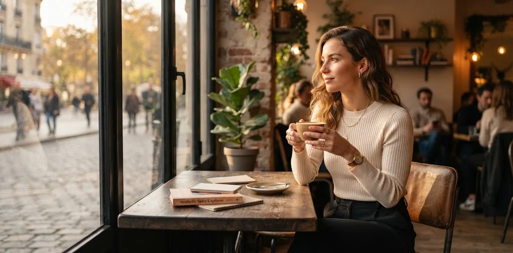 Woman Enjoying Soft Golden Hour Light Indoors