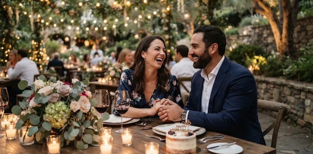 Couple Celebrating Anniversary With Dinner