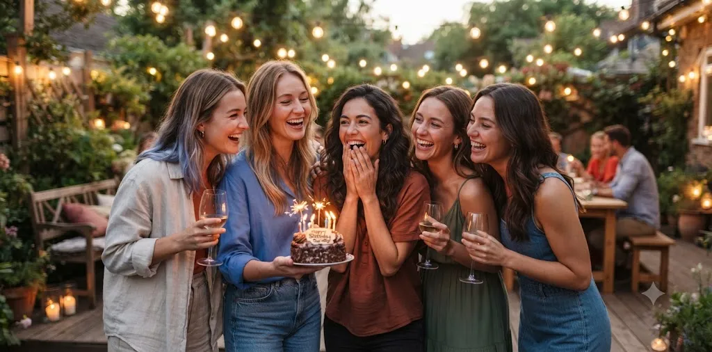 Old Friends Celebrating A Birthday Together