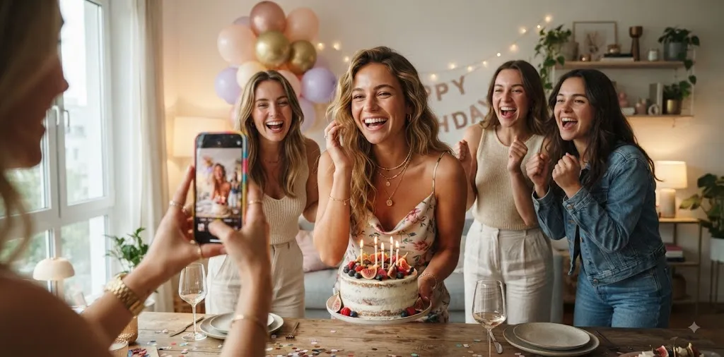 Friends Recording A Birthday TikTok Video