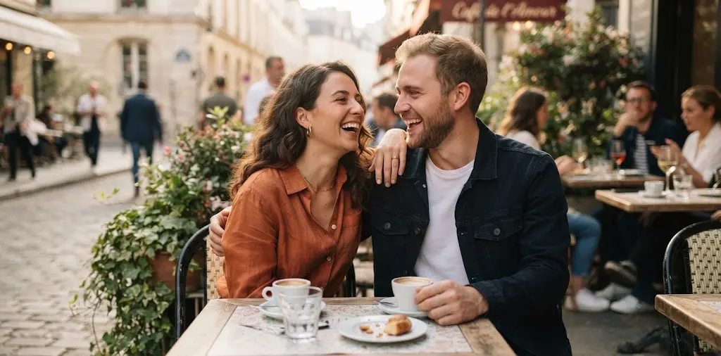 Couple Laughing Together During A Casual Date