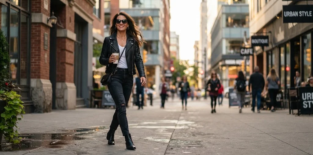 Confident Woman Posing On An Urban Street