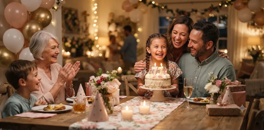 Girl Celebrating Birthday With Family