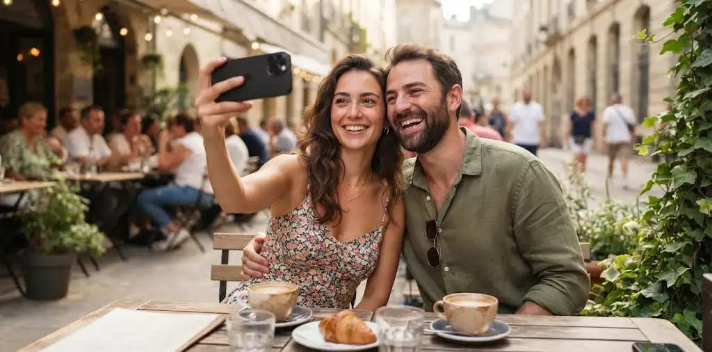 Couple Taking A Selfie Outdoors Together