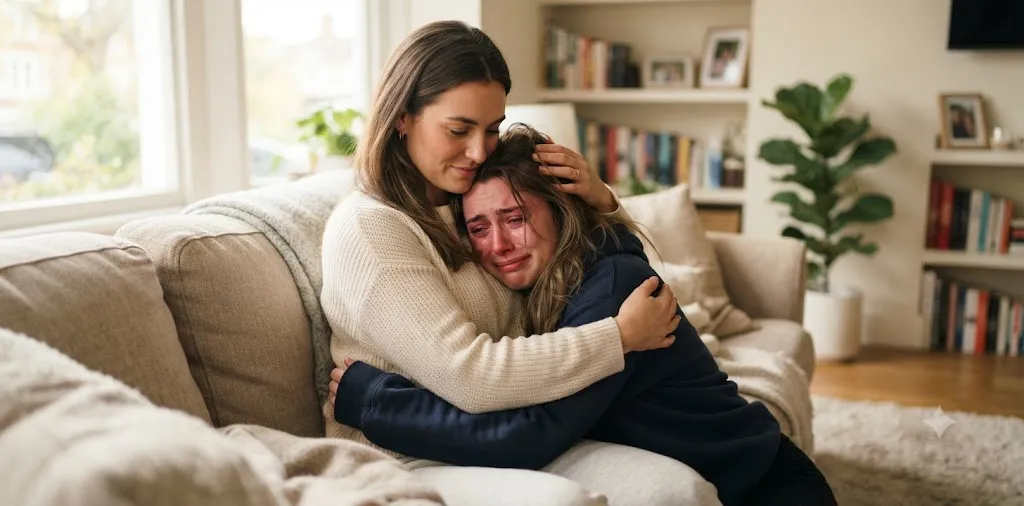 Sisters Sharing An Emotional Hug
