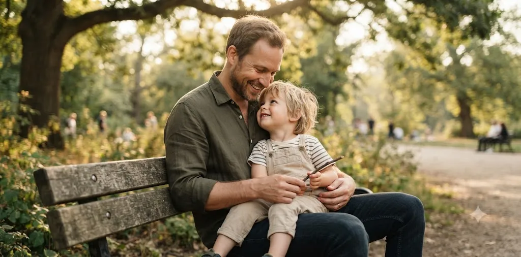 Father Hugging Son During Emotional Family Moment