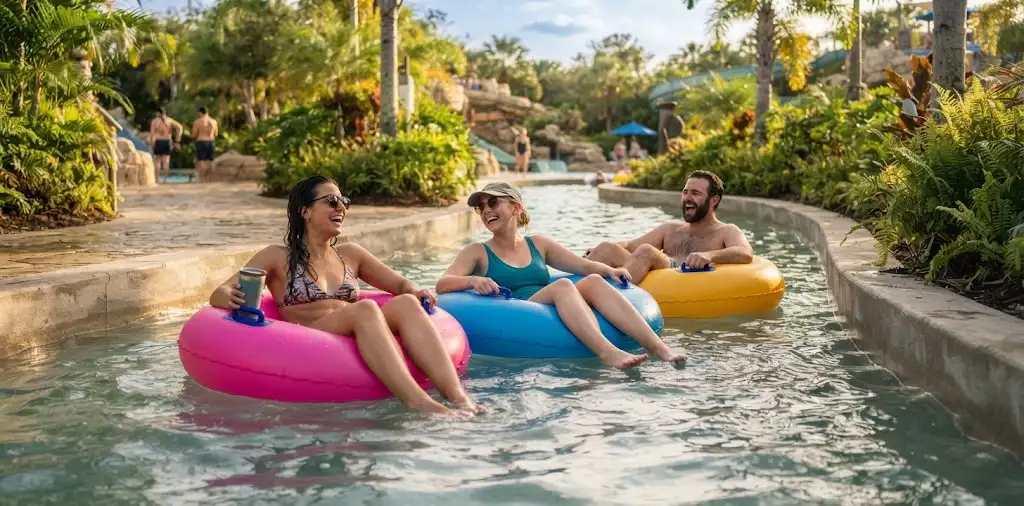 Friends Floating Together On A Lazy River