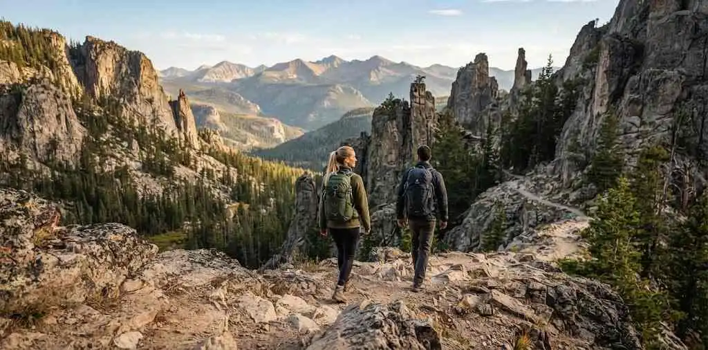 Hikers Exploring A Scenic National Park