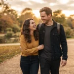 Couple Sharing A Romantic Moment Outdoors