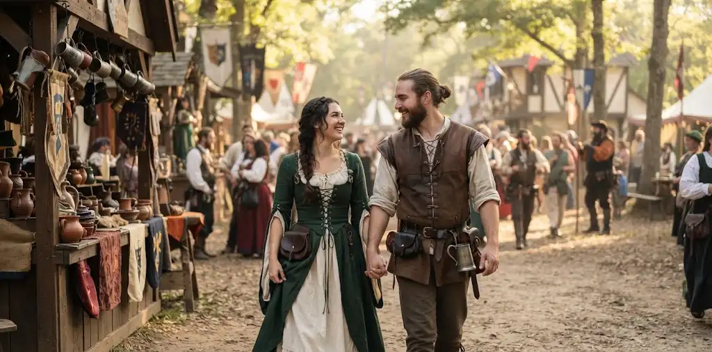 Couple Enjoying A Renaissance Faire Together