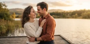 Couple Sharing A Romantic Sunset Moment