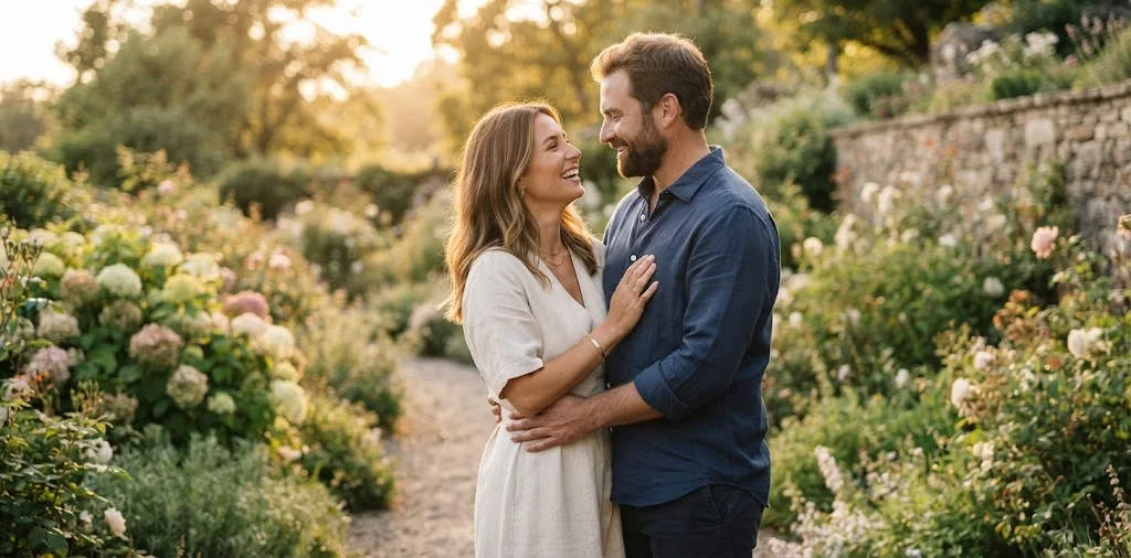 Couple Embracing During Golden Hour