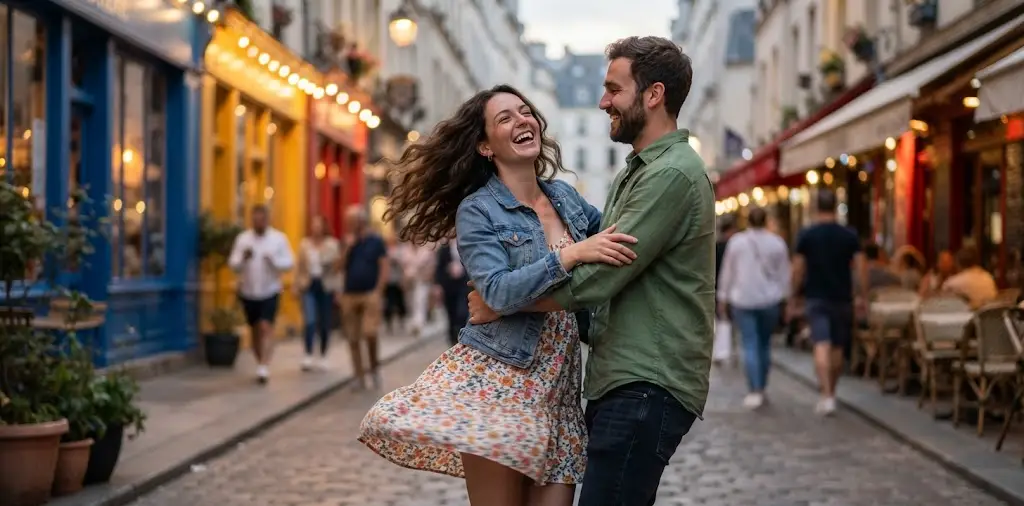 Couple Laughing During A Playful Video