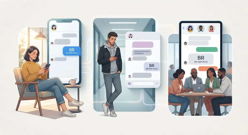 BR Shown In Different Casual Texting And Direct Messaging Contexts