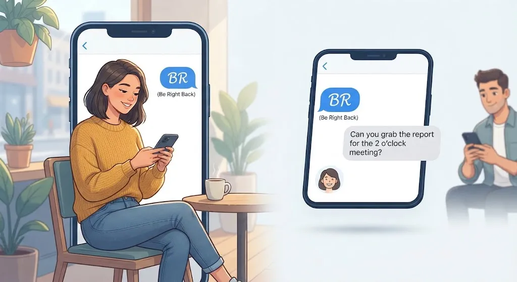 Two Adults Using A Short Abbreviation In A Casual Text Conversation