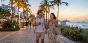 Couple Enjoying A Vibrant Miami Beach Evening
