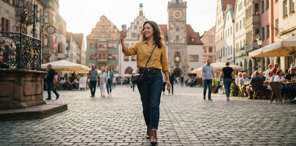 Traveler Filming A Germany Street Video