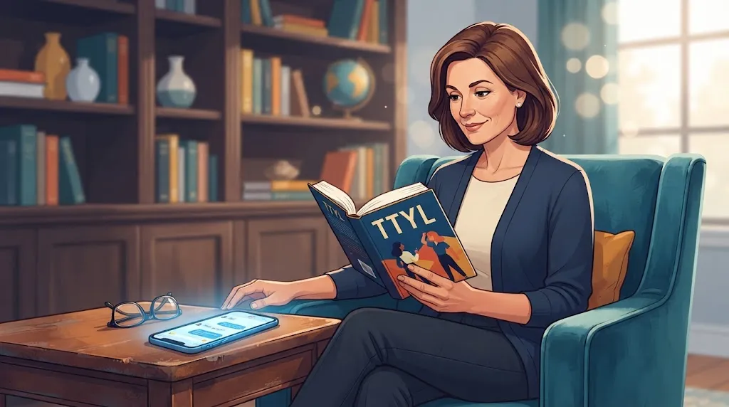 Adult Reader Viewing The TTYL Novel By Lauren Myracle