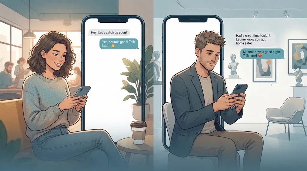 Two Adults Using TTYL In Friendship And Relationship Conversations